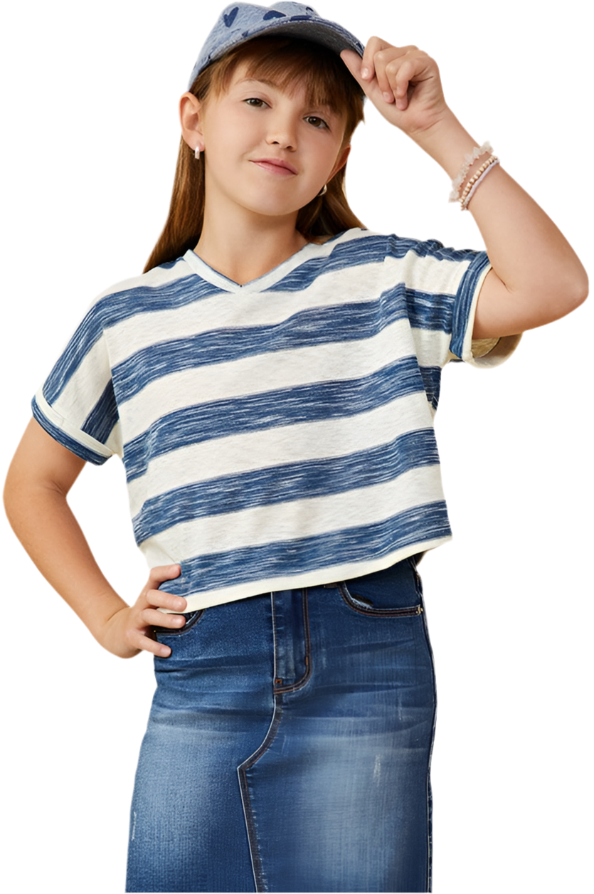 Striped Sweetness V-Neck Knit Top