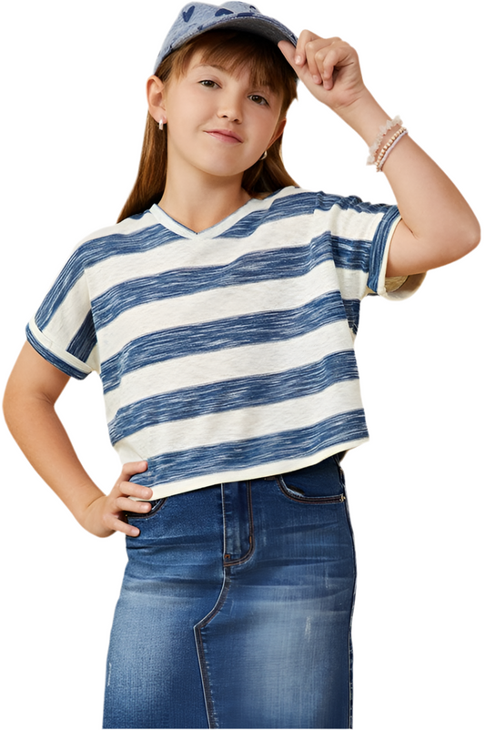 Striped Sweetness V-Neck Knit Top